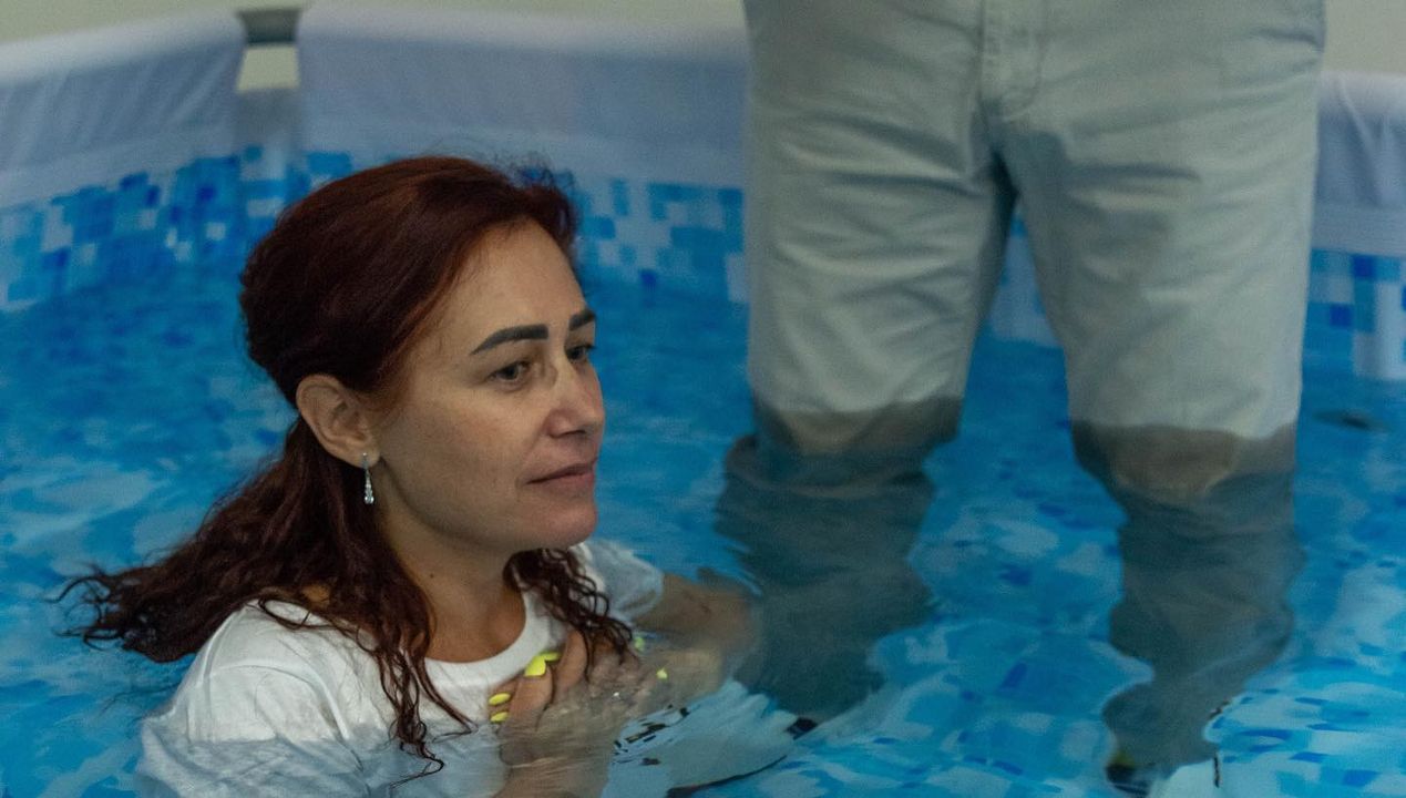 Lviv Church Baptizing Ukrainian Woman Lviv Church Baptizing Ukrainian Woman