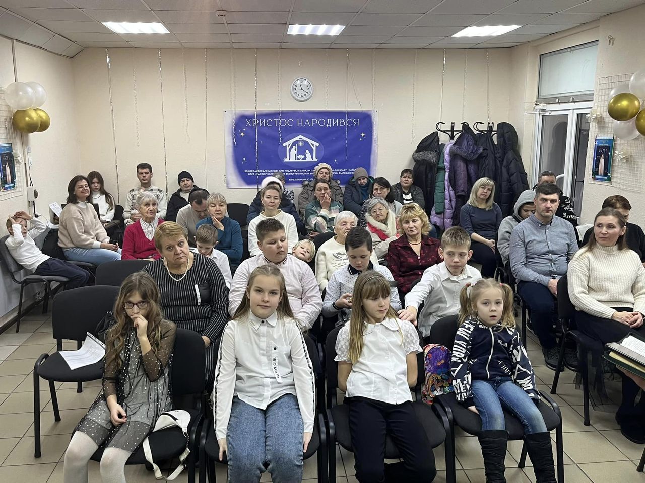 Congregation And Children At The New Year Service In Cherkassy Congregation And Children At The New Year Service In Cherkassy