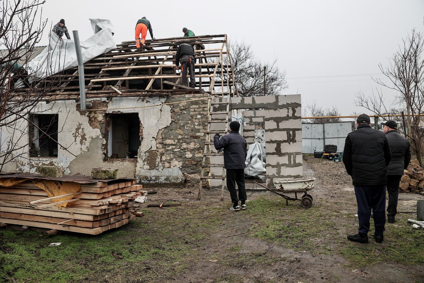 Reconstruction Of Damaged Home In Kherson Reconstruction Of Damaged Home In Kherson