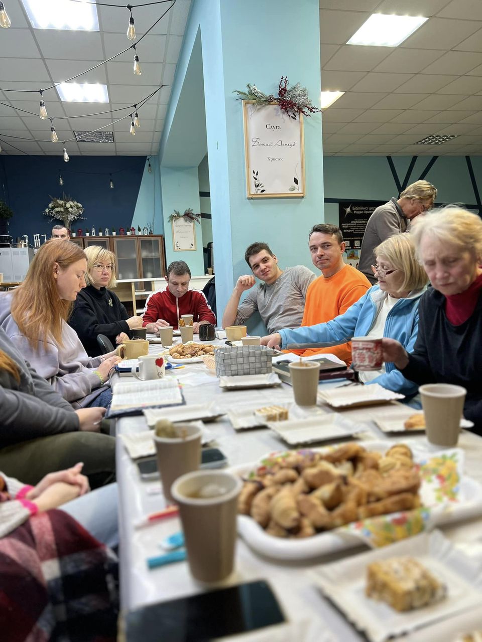 Ukrainians In Community During Bible Study