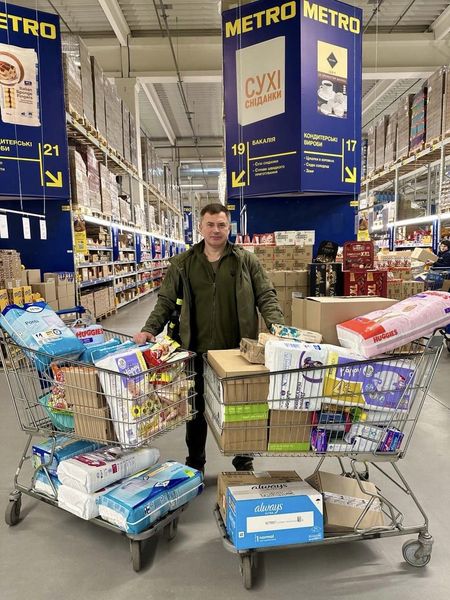 Ukrainian Man Buying Supplies For Humanitarian Hub Ukrainian Man Buying Supplies For Humanitarian Hub