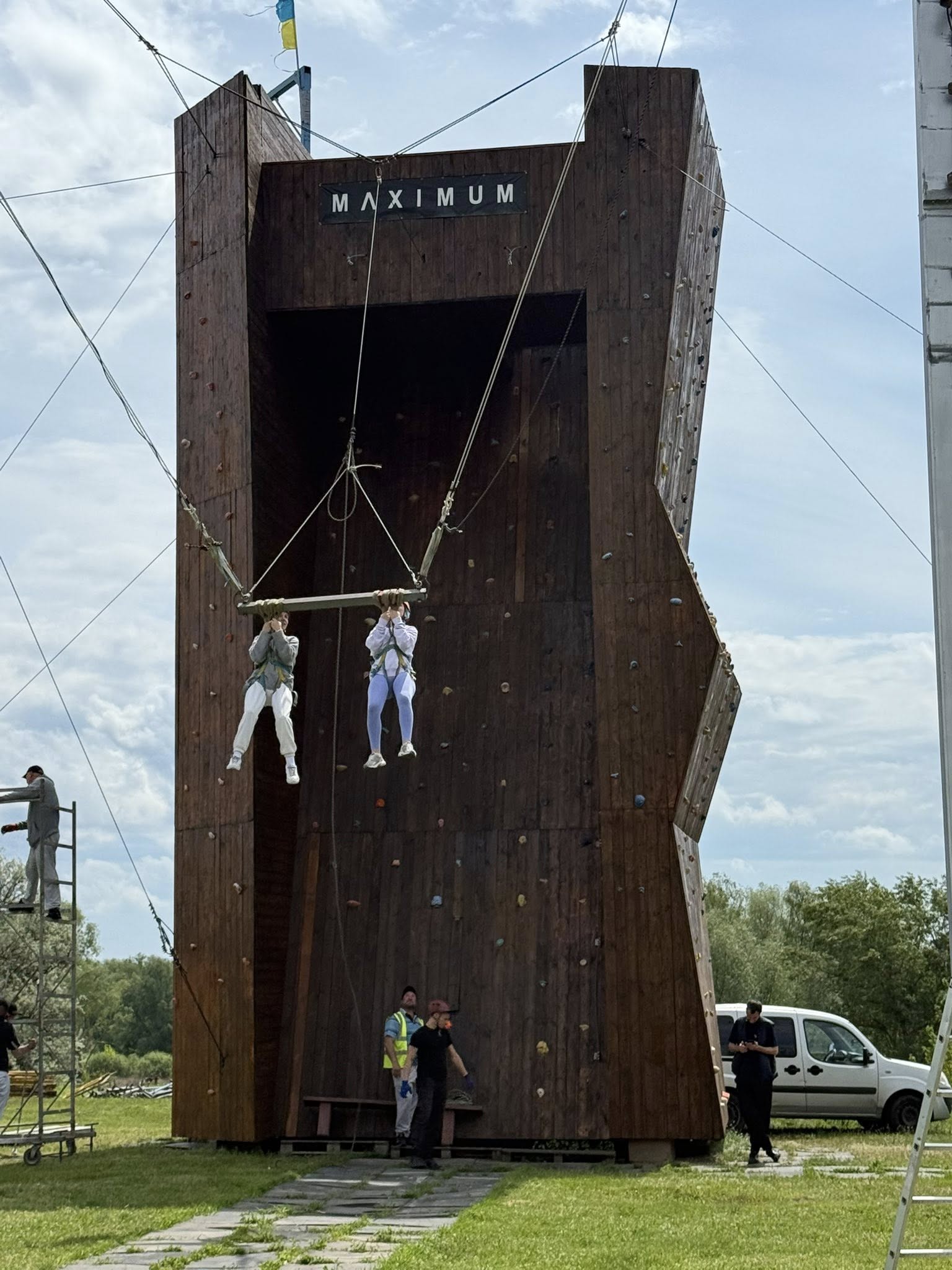 Two Ukrainian Women On A Zipline