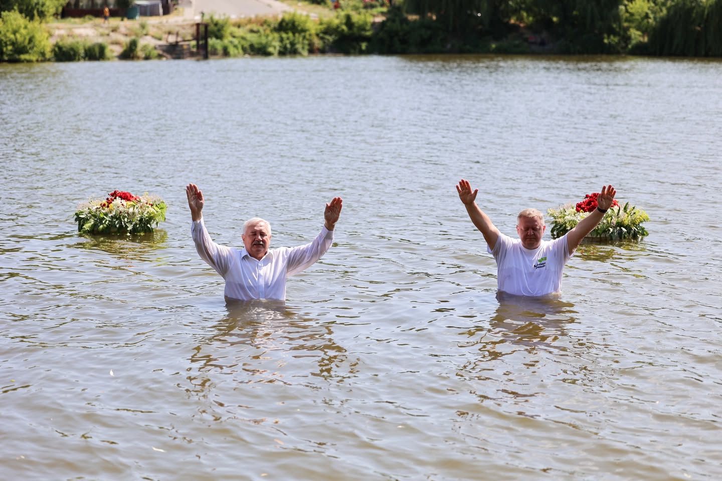 Pastors From Uman Church In Water Before Baptism Pastors From Uman Church In Water Before Baptism