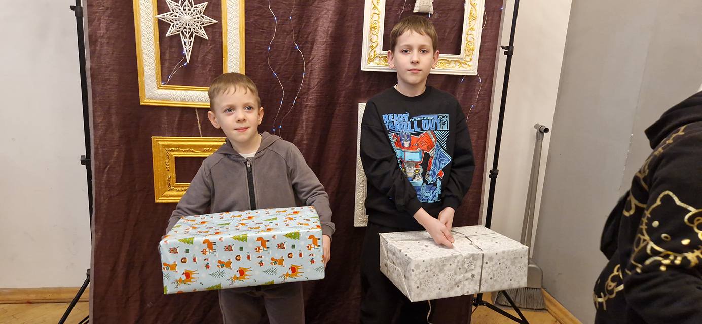 Ukrainian Boys With Chrismas Presents Ukrainian Boys With Chrismas Presents