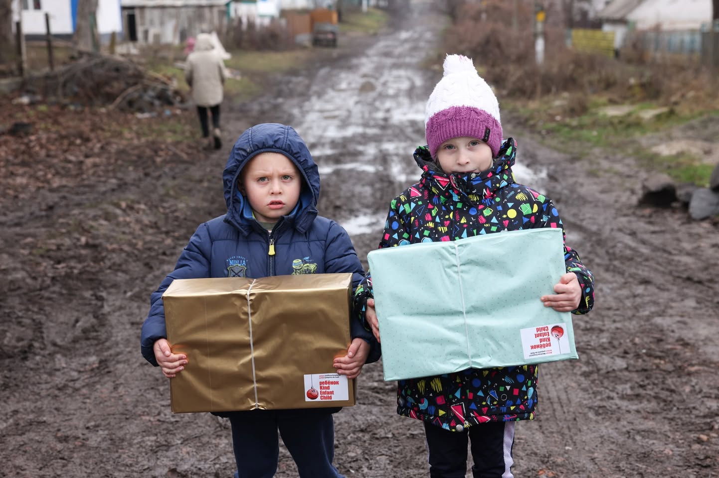 Ukrainian Kids With Gifts In Their Hands