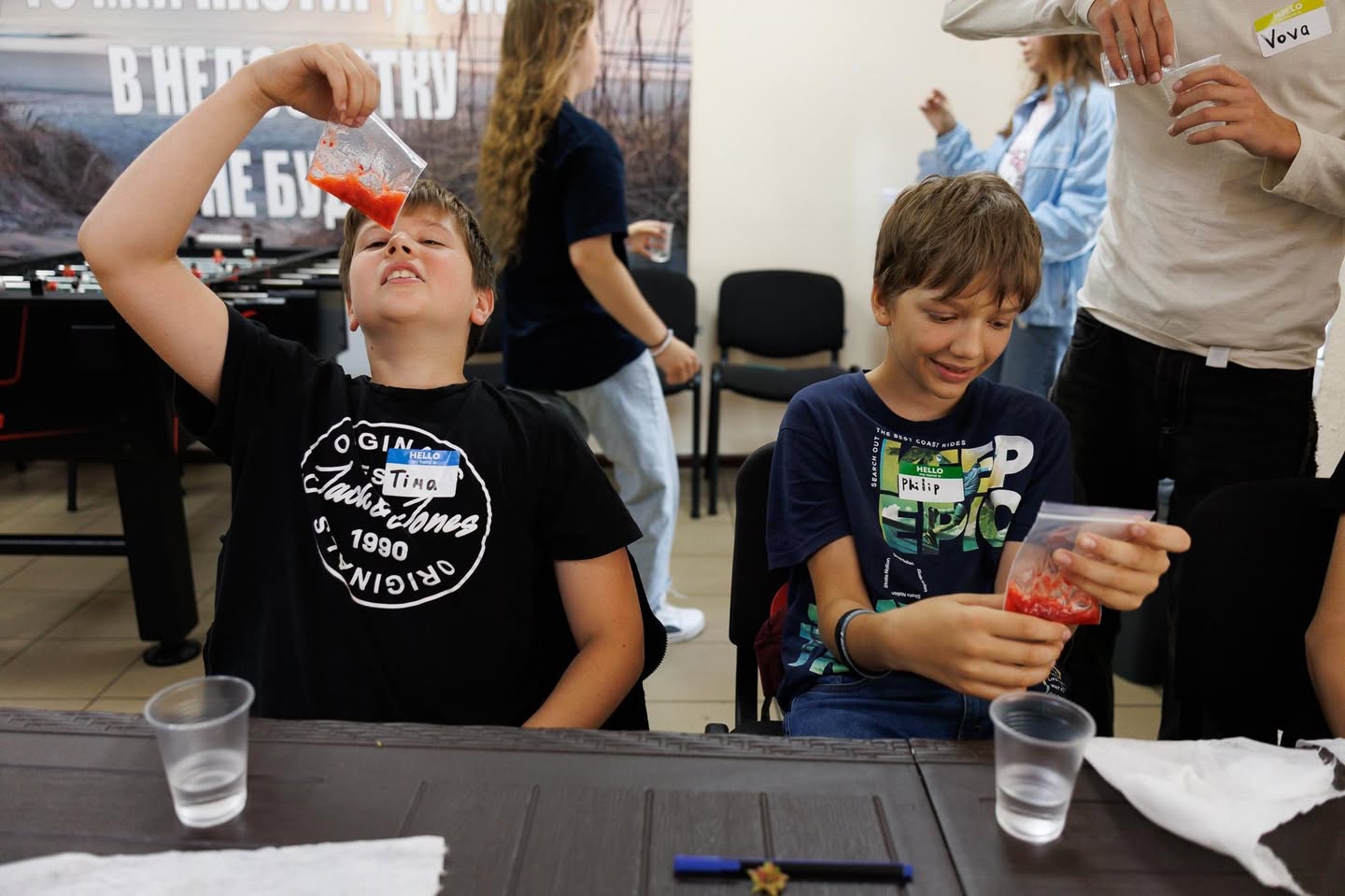Ukrainian Boys Having Fun With A Science Experiment