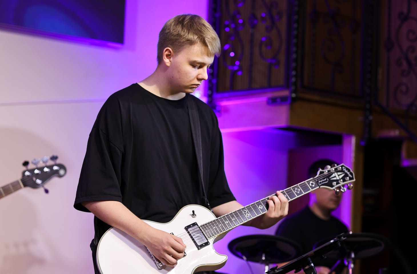 Ukrainian Man Playing Guitar During Worship Ukrainian Man Playing Guitar During Worship